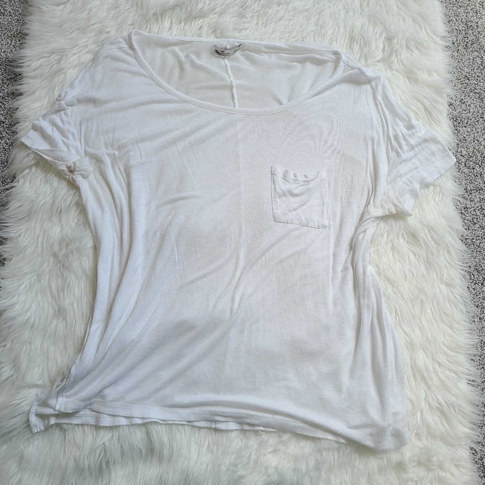 Hollister Mega Oversized Top White Women's Short Sleeved - Picture 11 of 12